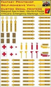 RC VINYL CLEAR STICKERS  EMERGENCY  RESCUE  MARKINGS  DECALS 1/24 SCALE FPRC818 - Picture 1 of 3