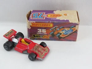 Vintage 1975 Lesney Matchbox Superfast #36 Formula 5000 con scatola originale Inghilterra - Foto 1 di 9