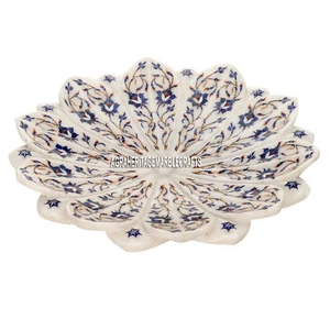 13"x13''x2'' Marmor Servier-Obstschale Lapislazuli Inlay Küchendekor H3631 - Bild 1 von 7