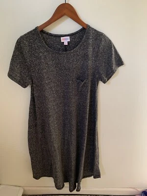 Vestido LulaRoe Carly Talla Pequeña Gris Jaspeado Sólido Bolsillo Alto Oscilante Foto 1 de 4