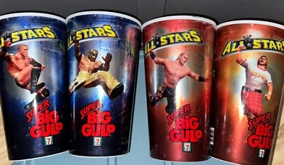Juego completo de 4 tazas Super Big Gulp coleccionables WWE All Stars 2011 7-Eleven Foto 1 de 3