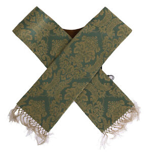 NEW $550 DOLCE & GABBANA Scarf Stole Men's Green Gold Jacquard Cotton Polyester