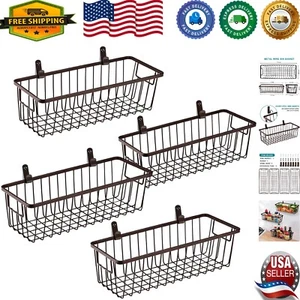 Farmhouse Metal Wire Bins with Handles - 4 Pack for Effortless Home Organization - Picture 1 of 9