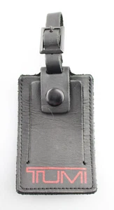 TUMI 'Alpha' Black / Red Leather Luggage Tag - Large - Picture 1 of 2