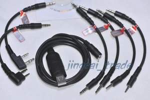 6-in-1 USB Programming Cable For MOTOROLA ICOM KENWOOD YAESU WOUXUN HYT Radio - Picture 1 of 3