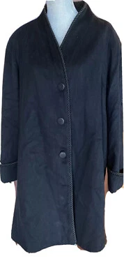 MDP Mario De Pinto Vintage Women’s Oversized Black Wool Coat XL - Image 1 of 4