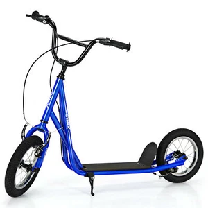 Kick Scooter Carbon Steel Frame W/12" Air Filled Wheel Youth Kids Navy - Picture 1 of 10