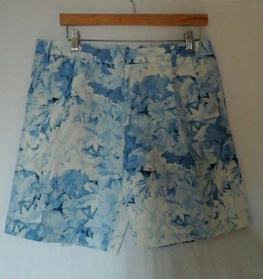 Pantalones cortos Tibi azul talla 8 nuevos sin etiquetas seda, mezcla de lino, floral ¡excelente estado! Foto 1 de 4