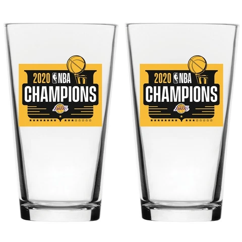 Los Angeles Lakers 2020 NBA Finals Champions 2-Piece Set 16oz. Mixing Glasses Cover