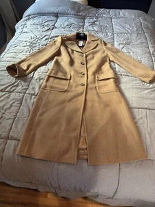 Brooks Brothers Cashmere Wool Long Dress Coat Size 6 Brown Belt Pockets Classic - Picture 1 of 6