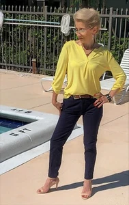 Women Summer Long Sleeve Yellow Shirt. Blouse Loose T-Shirt Casual Tee TOPS. New - Picture 1 of 5