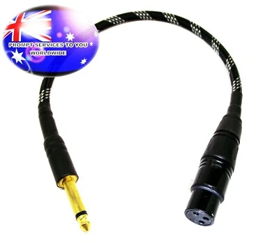 From OZ Quality 1/2/5PC 40cm XLR 3Pin Female 6.35mm 1/4" Male TS Mono Cable Lead - Image 1 of 4