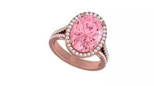 10 CT Oval Lab Grown Diamond IGI Certified Fancy Vivid Pink VS2 with 14 KT Ring - Picture 1 of 10