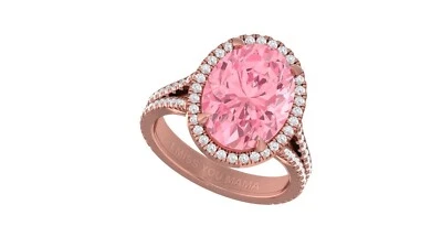 10 CT Oval Lab Grown Diamond IGI Certified Fancy Vivid Pink VS2 with 14 KT Ring - Image 1 of 4