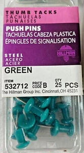 Push Pins Steel Qty 7 packages @ 25pcs Color: Green - Picture 1 of 3