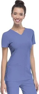 HeartSoul Women's Pitter-Pat Shaped V-Neck Scrub Top 20710 New W/Tag & HS Charm - Picture 1 of 4
