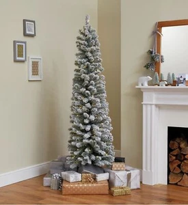 Habitat 6ft Pre-Lit Snow Tipped Pencil Christmas Tree - Picture 1 of 1