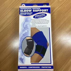 Elbow Support Encircling Strap Medium Black Blue Professional Neoprene - Picture 1 of 12