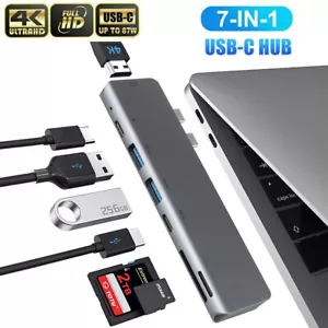 7 in 1 Multiport USB-C Hub Type C To USB 3.0 4K HDMI Adapter For Macbook Pro - Picture 1 of 7