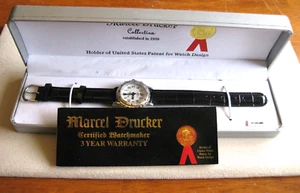Vintage MARCEL DRUCKER Talking Quartz Alarm Wristwatch, Leather Band - Picture 1 of 11