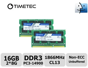 Timetec 2x8GB DDR3L 1866MHz PC3-14900 Non-ECC 1.35V 2Rx8 SODIMM Apple Memory RAM - Picture 1 of 2