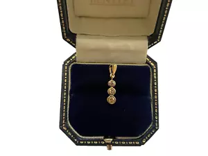 0.20ct Champagne Diamond Pendant 9ct Gold Diamond Trilogy Vintage Pendant - Picture 1 of 16