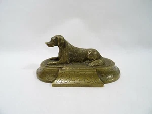 Antico Bronzo Cane Statua Scultura Animale Pressa Carta Dog Bronzo Antico - Picture 1 of 11