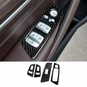 For BMW 5 Series 2018-2022 Real Carbon Fiber Window Switch Button Garnish Trim - Picture 1 of 9