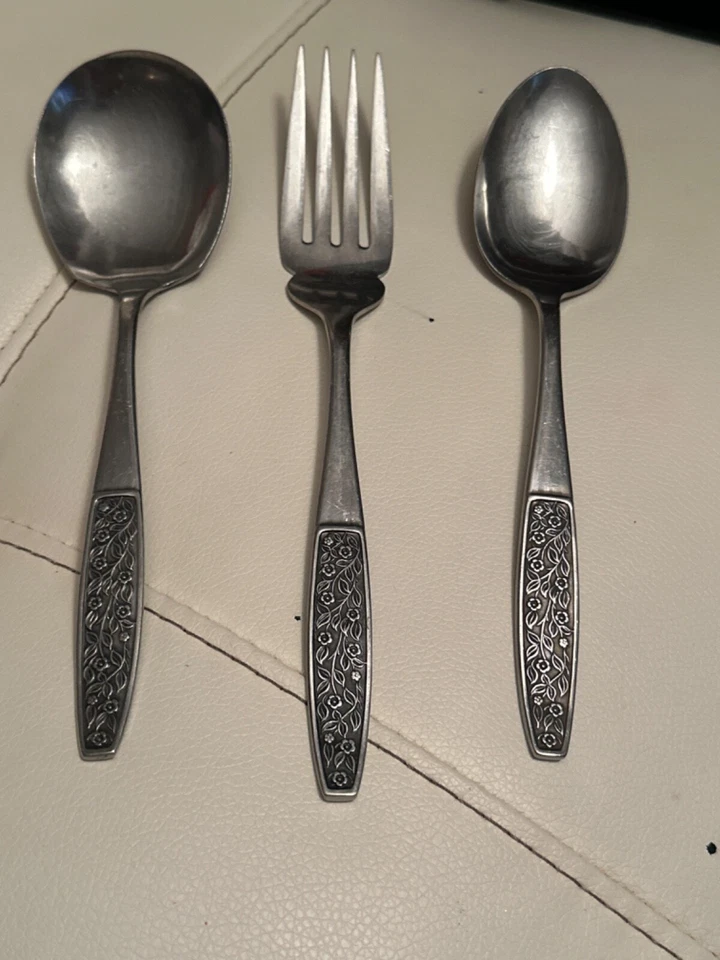 Silhouette cena servir 1 tenedor 2 cucharas cubiertos de acero inoxidable Foto 1 de 3