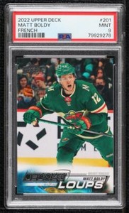 2022 Upper Deck Series 1 Young Guns French Matt Boldy #201 PSA 9 MINT Rookie RC