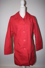 EDDIE BAUER Womens Trench Coat Long Button Coral Jacket Career Casual Sz Medium