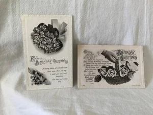 2 x antike Postkarten Geburtstagsgrüße Blumengrafiken - Bild 1 von 2