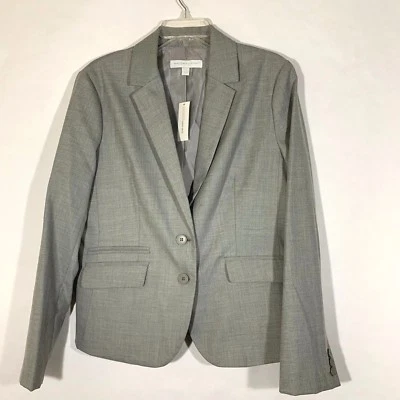 NEW York Co Double Button Blazer $74 Women Gray Lined Curved Career Jacket Sz 16 - Изображение 1 из 4