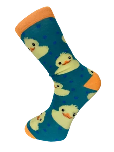 Calcetines de algodón turquesa para hombre Frederick Thomas con diseño de pato de goma amarilla - Imagen 1 de 1
