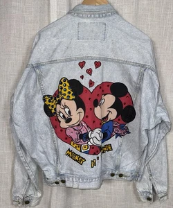 VTG Custom Disney Mickey Minnie GUESS Denim Jacket Women’s L Georges Marciano US - Picture 1 of 11