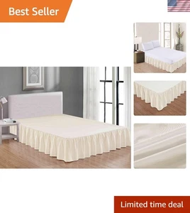 Beige geraffter Luxus Bett Rock, King Size 14 Zoll Drop - Hotel Qualität Stoff - Bild 1 von 6