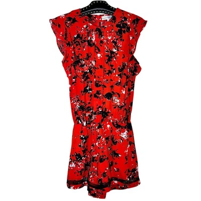 Karina Grimaldi Red Print Fantasia Romper Small NWT - Image 1 of 4