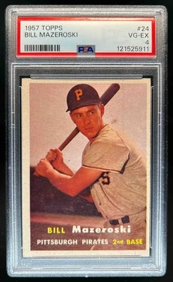 1957 Topps Bill Mazeroski Rookie RC #24 Pirates PSA 4 Foto 1 de 2