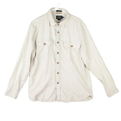 Pendleton Burnside Flannel Long Sleeve Button Up Pockets Shirt Mens Large Cream - Image 1 of 4