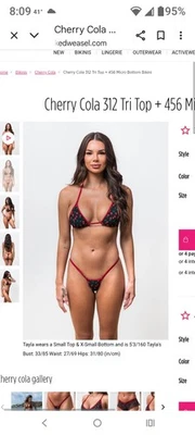 Bikini Wicked Weasel Cherry Cola. Parte inferior de tanga LG Top XS Micro Bottom Foto 1 de 4