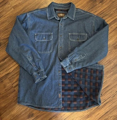 Levi's Shirt Jacket Men's XL Denim Button Up Flannel Fleece Lined Blue Workwear - Image 1 of 4