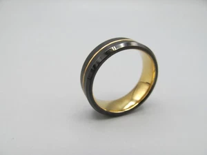 I Love You Men’s Wedding Band Black and Gold Size 11.75 - Picture 1 of 4