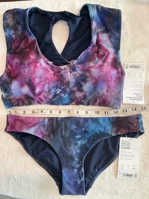 Athleta 2pc S Supernova Entwined Crop Bikini Top & NWT Bottom Multi Tie Dye 4 6 - Image 1 of 4