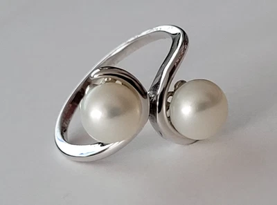 Anello In Argento Massiccio 950/1000 E Perla Di Cultura - Misura 54 - Immagine 1 di 2