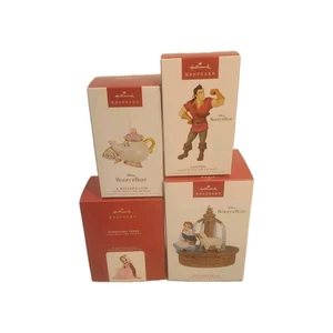 Hallmark Beauty & The Beast Ornaments Lot 4 Belle Gaston Mrs Potts Chip Disney  - Picture 1 of 6