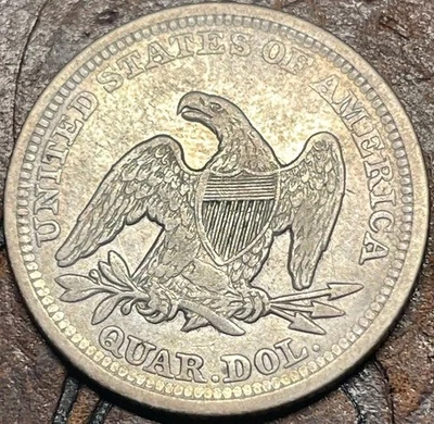 1854 25C Arrows Liberty Seated Quarter USA 🇺🇸 Historic Silver Coin 🪙🔥 Detail - Image 1 of 4