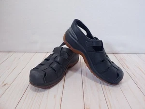 Dansko Black Leather Women US 9 EUR 40 Slip On Buckle Closed Toe Comfort Sandals - Picture 1 of 13