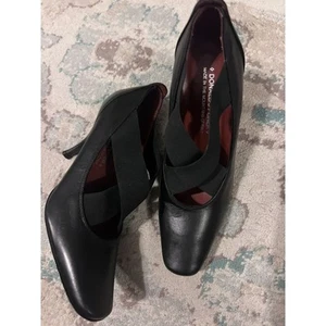 Donald J. Pliner Couture Pumps Black Leather Shoe Women Heels Size 5.5 Spain - Picture 1 of 5