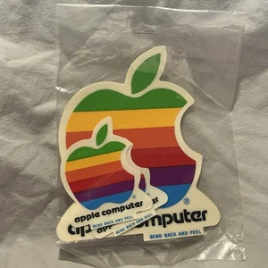Vintage Original 1980s Apple Macintosh Computer Logo Rainbow Decal Stickers 80s - Zdjęcie 1 z 5