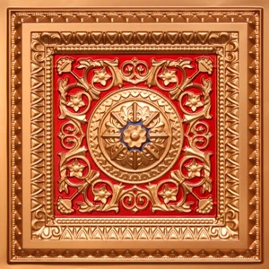 3D Tin Look D1223 Gold Red Blue PVC Glue Up/Drop In Ceiling Tiles 2x2 Lot of 25 - Picture 1 of 1